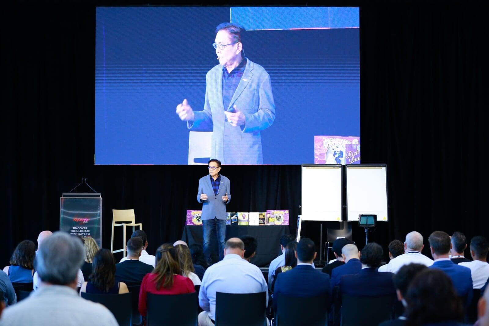 Robert Kiyosaki on stage in Australia for Kiyosaki LIVE